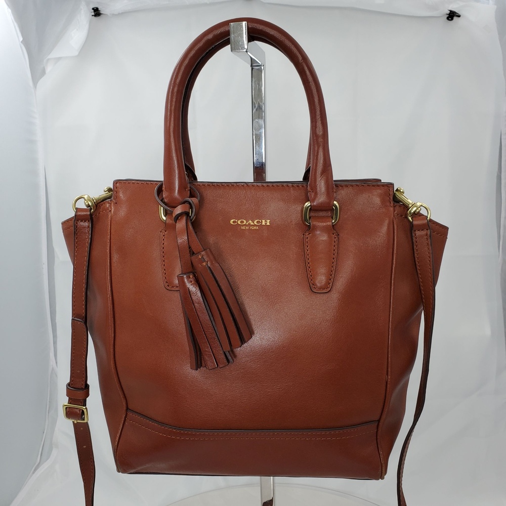 Coach Legacy Candace Carryall Mini Tanner Cognac Leather Tassel Tote Crossbody